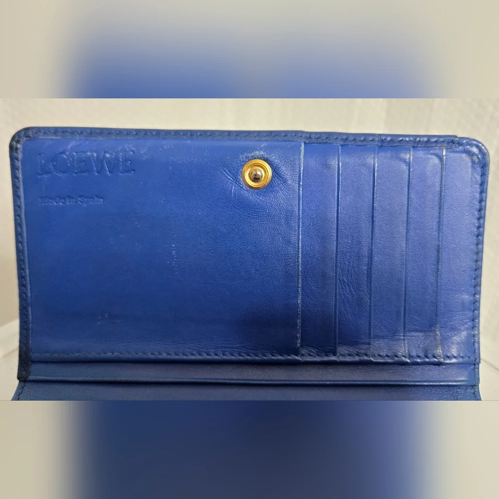 EUC Loewe Textured Navy Leather Wallet